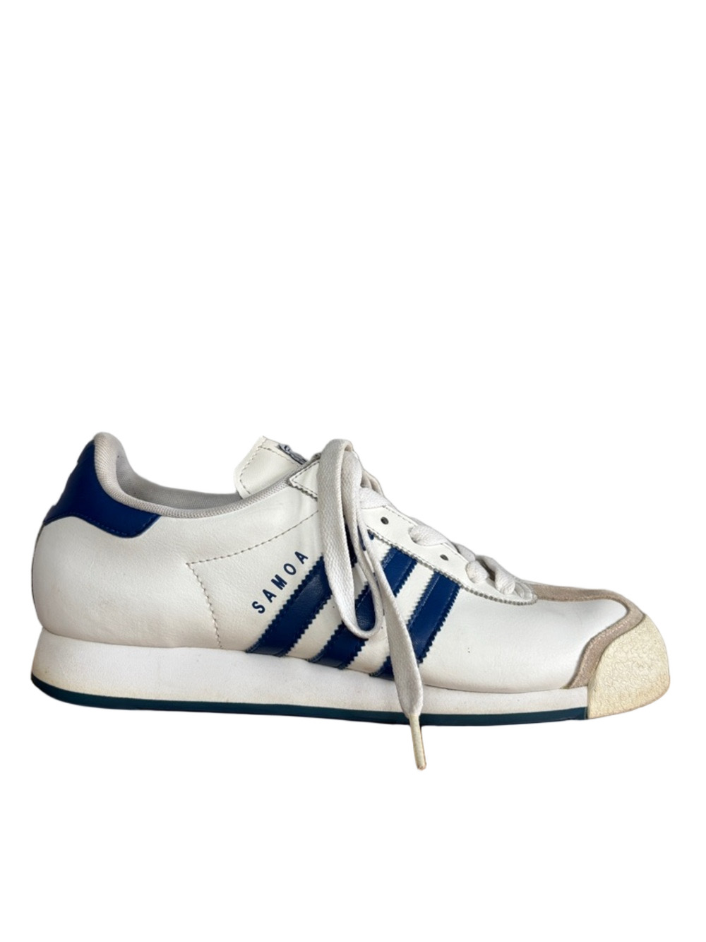 Adidas Samoa Sneakers White Blue Leather Retro Y2K Low Top Trainers size 10